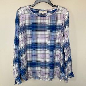 LOFT Plaid Blouse